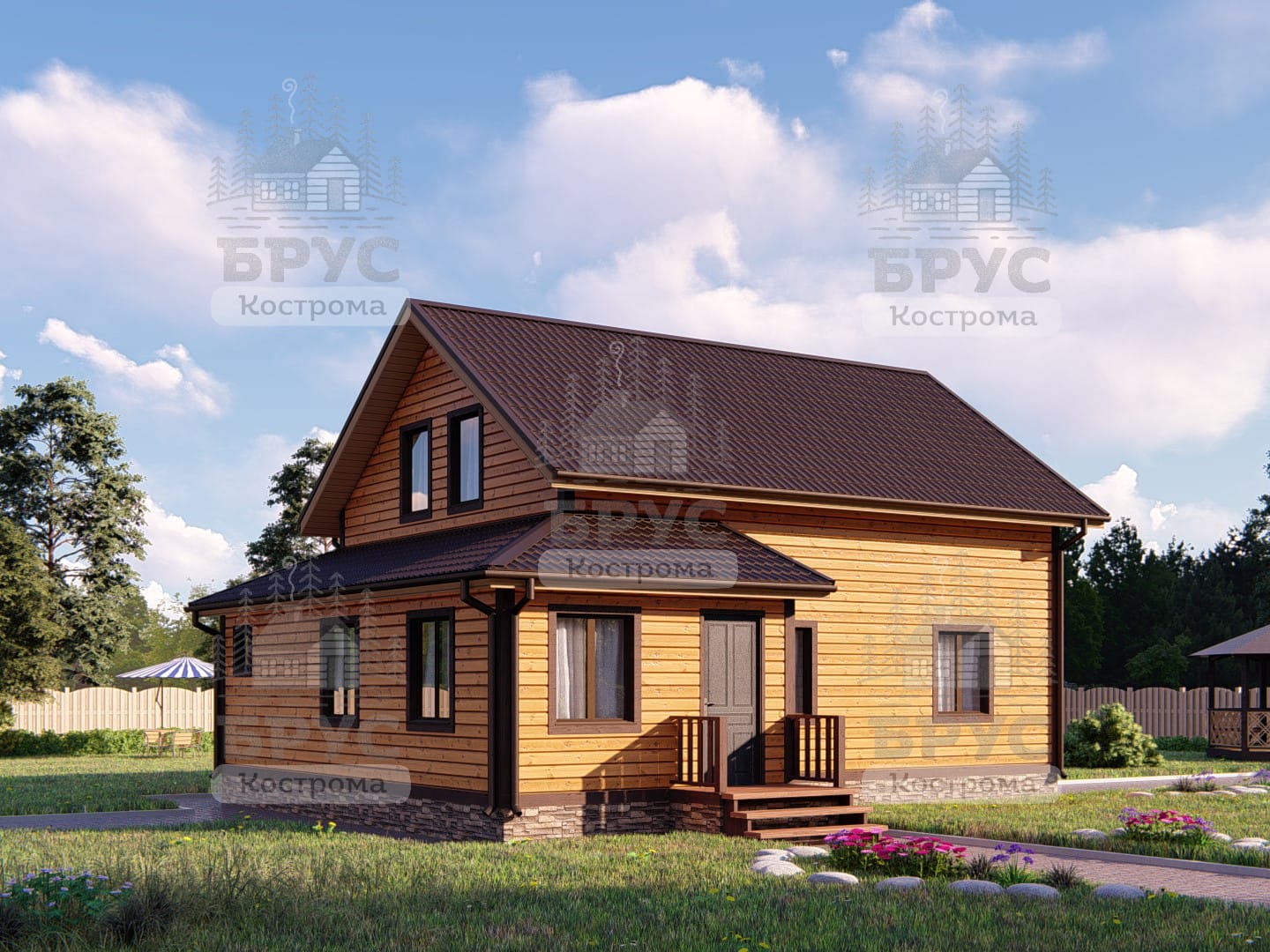 Проект дома из бруса ДБ-21